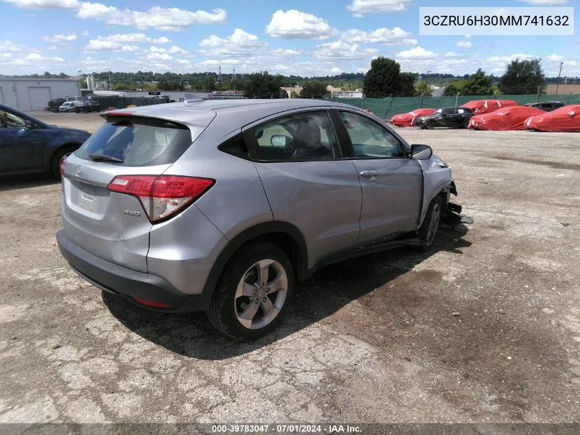 2021 Honda Hr-V Awd Lx VIN: 3CZRU6H30MM741632 Lot: 39783047