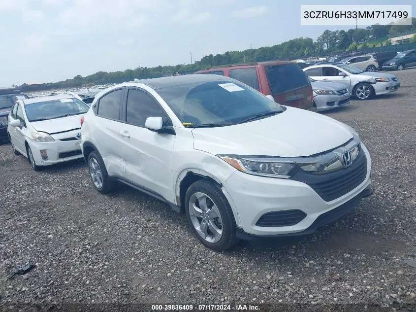 2021 Honda Hr-V Awd Lx VIN: 3CZRU6H33MM717499 Lot: 39836409