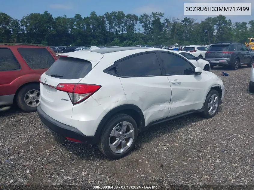 3CZRU6H33MM717499 2021 Honda Hr-V Awd Lx