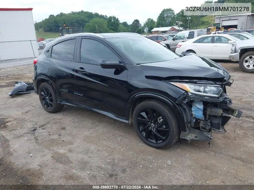 2021 Honda Hr-V Awd Sport VIN: 3CZRU6H18MM701278 Lot: 39892770