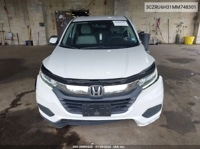 2021 Honda Hr-V Awd Lx VIN: 3CZRU6H31MM748301 Lot: 39960520