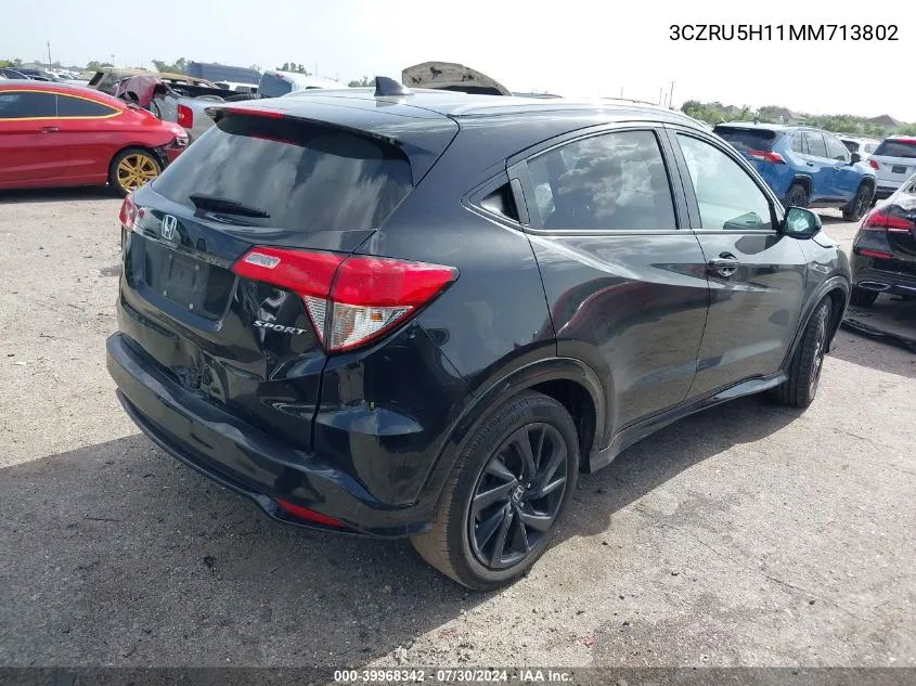 2021 Honda Hr-V 2Wd Sport VIN: 3CZRU5H11MM713802 Lot: 39968342