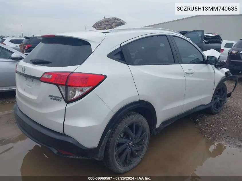 2021 Honda Hr-V Awd Sport VIN: 3CZRU6H13MM740635 Lot: 39969587