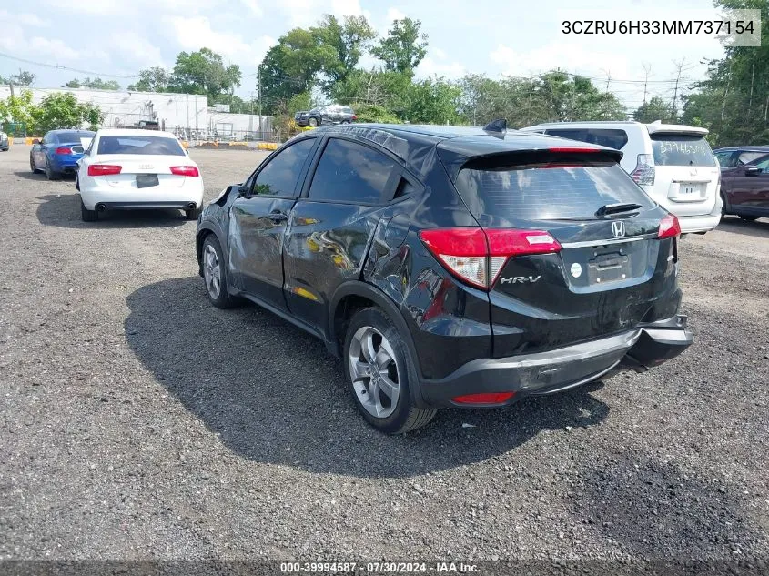 2021 Honda Hr-V Awd Lx VIN: 3CZRU6H33MM737154 Lot: 39994587