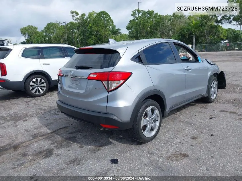 2021 Honda Hr-V Awd Lx VIN: 3CZRU6H35MM723725 Lot: 40013934