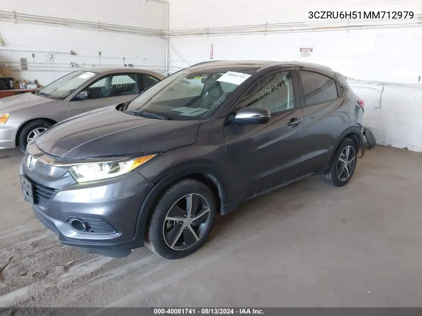 2021 Honda Hr-V Awd Ex VIN: 3CZRU6H51MM712979 Lot: 40081741