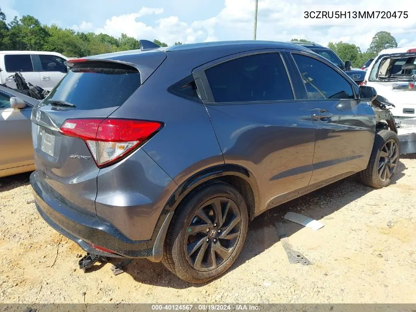 2021 Honda Hr-V 2Wd Sport VIN: 3CZRU5H13MM720475 Lot: 40124567