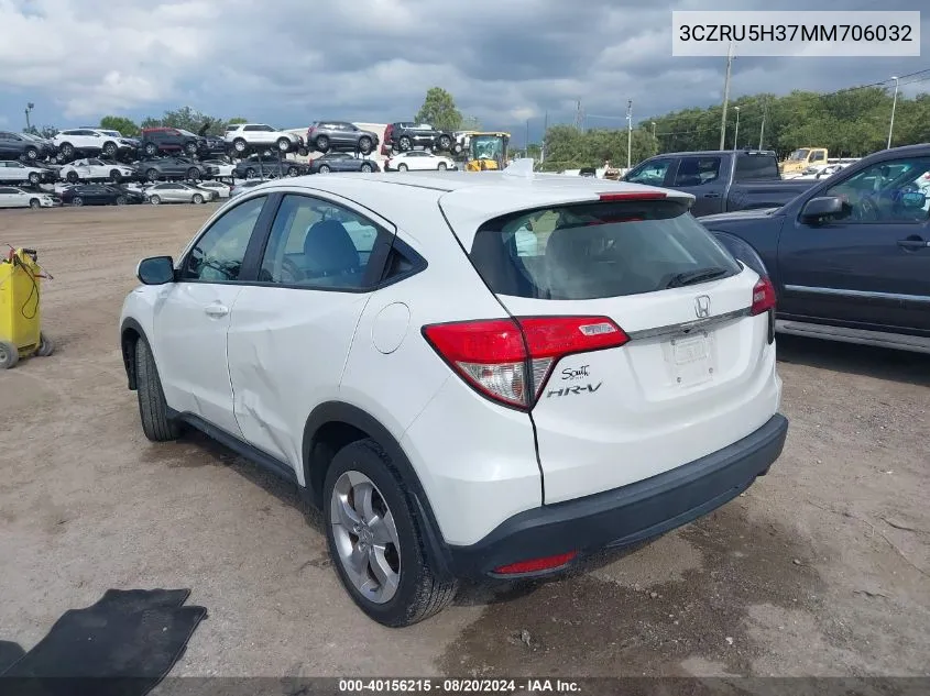 2021 Honda Hr-V 2Wd Lx VIN: 3CZRU5H37MM706032 Lot: 40156215