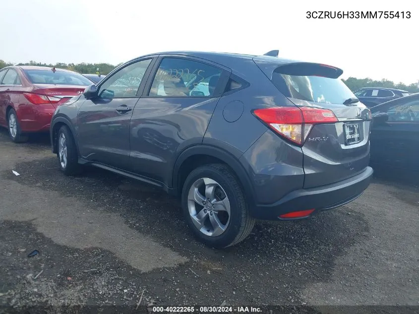 2021 Honda Hr-V Awd Lx VIN: 3CZRU6H33MM755413 Lot: 40222265