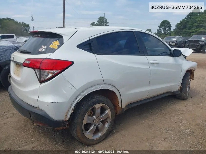 2021 Honda Hr-V 2Wd Lx VIN: 3CZRU5H36MM704286 Lot: 40244124