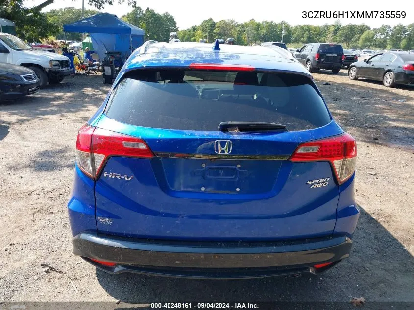 2021 Honda Hr-V Awd Sport VIN: 3CZRU6H1XMM735559 Lot: 40248161