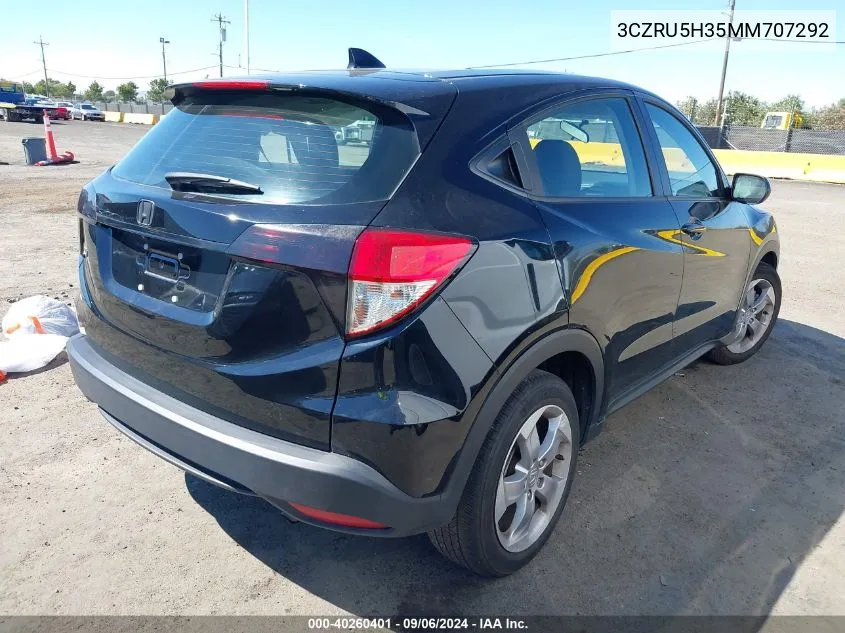 2021 Honda Hr-V 2Wd Lx VIN: 3CZRU5H35MM707292 Lot: 40260401