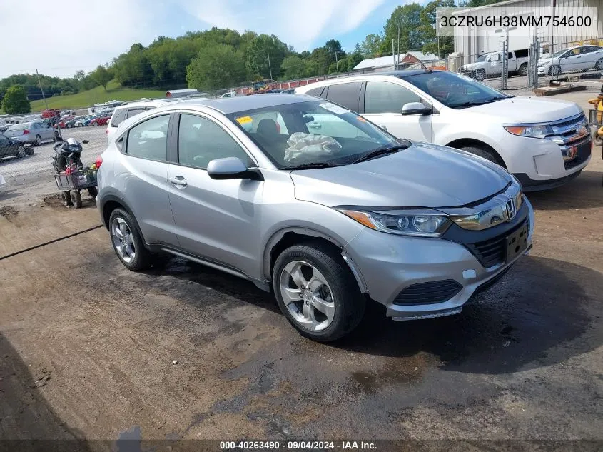 2021 Honda Hr-V Awd Lx VIN: 3CZRU6H38MM754600 Lot: 40263490