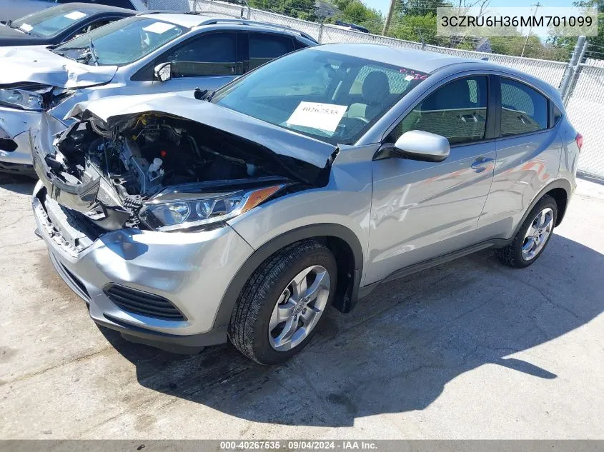 2021 Honda Hr-V Lx VIN: 3CZRU6H36MM701099 Lot: 40267535