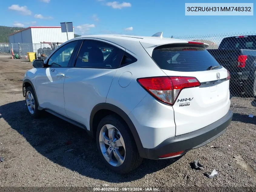 2021 Honda Hr-V Awd Lx VIN: 3CZRU6H31MM748332 Lot: 40329022