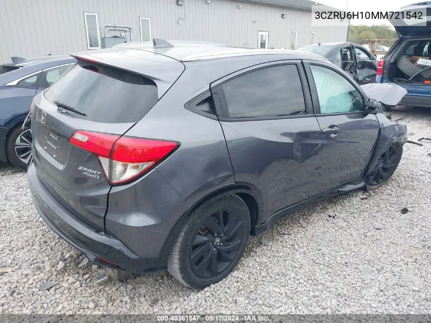 2021 Honda Hr-V Awd Sport VIN: 3CZRU6H10MM721542 Lot: 40361547