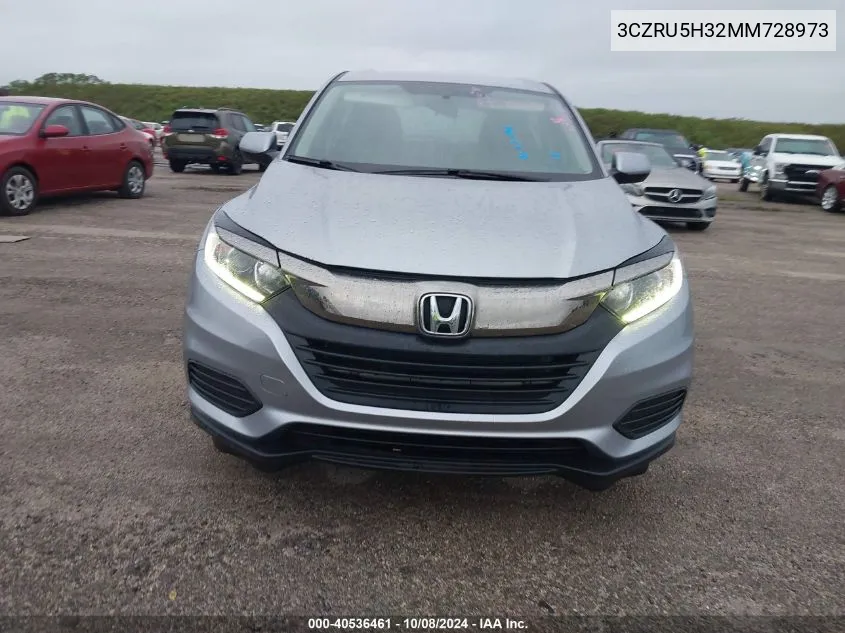 2021 Honda Hr-V 2Wd Lx VIN: 3CZRU5H32MM728973 Lot: 40536461