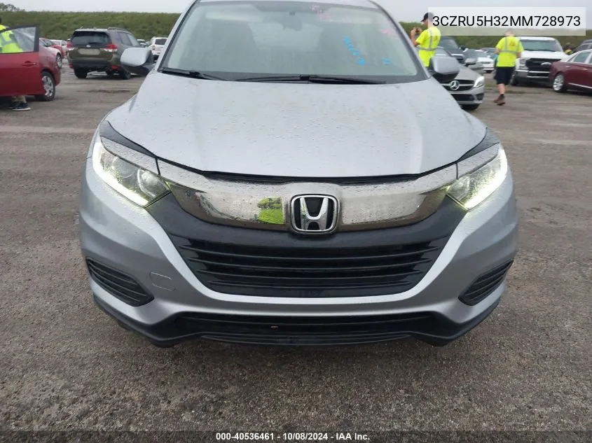 2021 Honda Hr-V 2Wd Lx VIN: 3CZRU5H32MM728973 Lot: 40536461