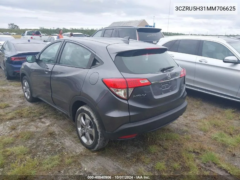 2021 Honda Hr-V 2Wd Lx VIN: 3CZRU5H31MM706625 Lot: 40540906