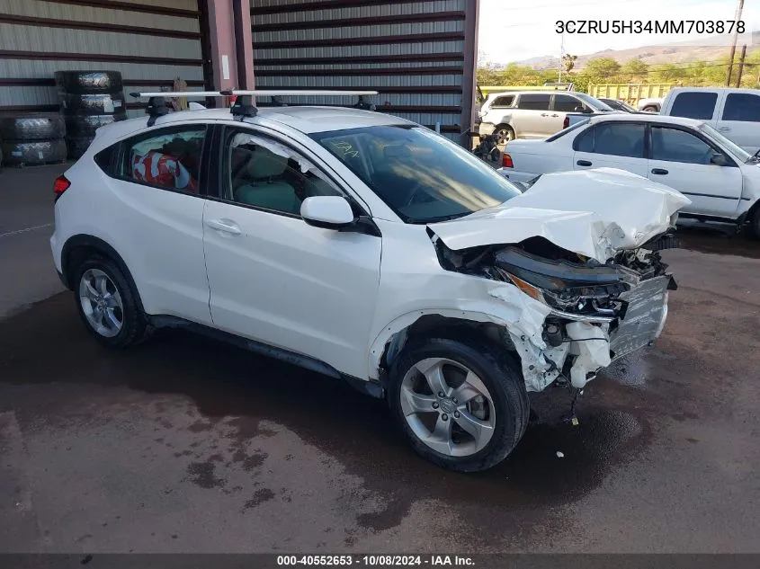 2021 Honda Hr-V 2Wd Lx VIN: 3CZRU5H34MM703878 Lot: 40552653