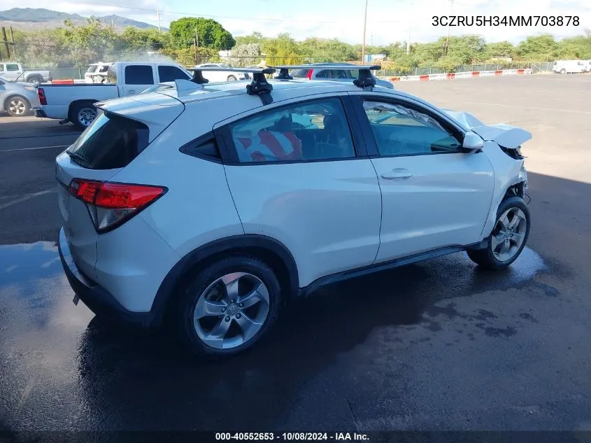 2021 Honda Hr-V 2Wd Lx VIN: 3CZRU5H34MM703878 Lot: 40552653