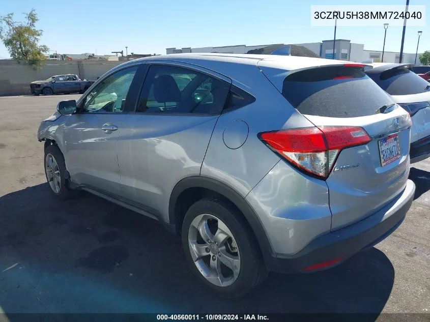 2021 Honda Hr-V 2Wd Lx VIN: 3CZRU5H38MM724040 Lot: 40560011