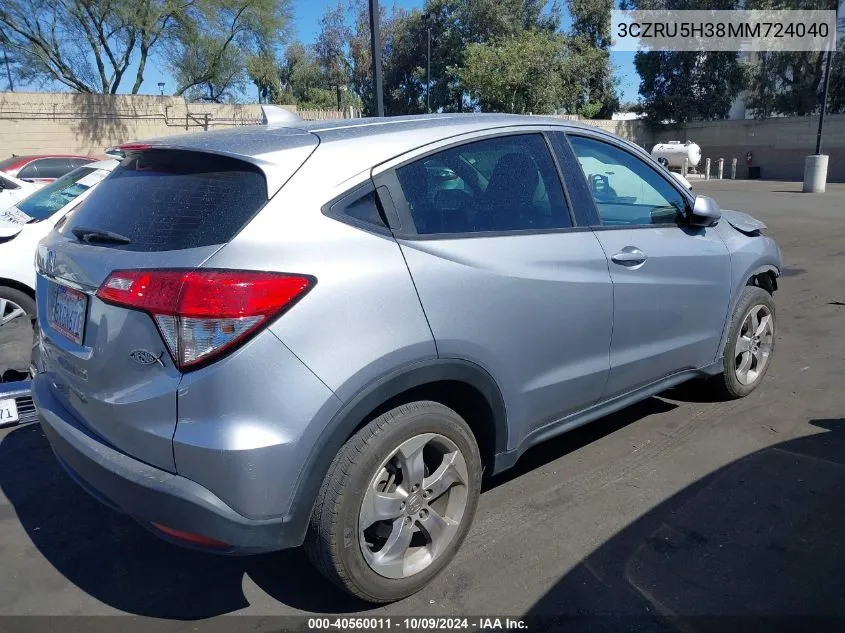 2021 Honda Hr-V 2Wd Lx VIN: 3CZRU5H38MM724040 Lot: 40560011