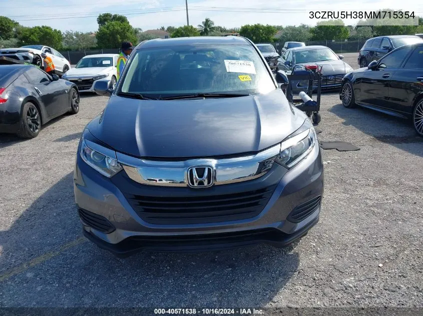 2021 Honda Hr-V 2Wd Lx VIN: 3CZRU5H38MM715354 Lot: 40571538