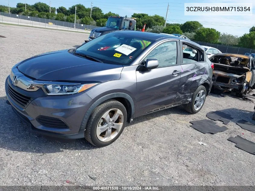 2021 Honda Hr-V 2Wd Lx VIN: 3CZRU5H38MM715354 Lot: 40571538