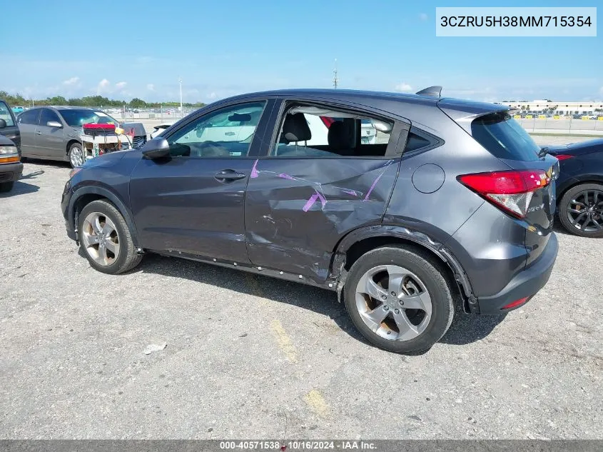 2021 Honda Hr-V 2Wd Lx VIN: 3CZRU5H38MM715354 Lot: 40571538