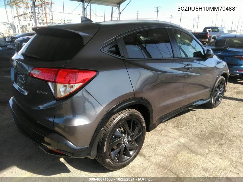 2021 Honda Hr-V 2Wd Sport VIN: 3CZRU5H10MM704881 Lot: 40671508