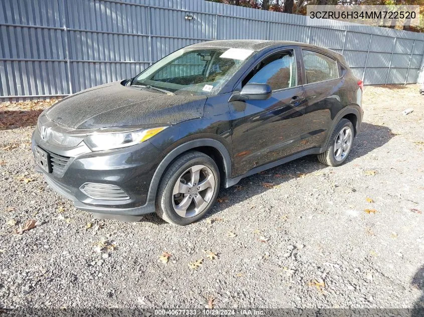 2021 Honda Hr-V Awd Lx VIN: 3CZRU6H34MM722520 Lot: 40677333