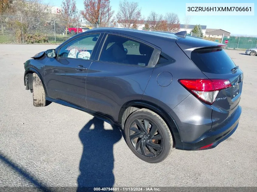 2021 Honda Hr-V Awd Sport VIN: 3CZRU6H1XMM706661 Lot: 40794681