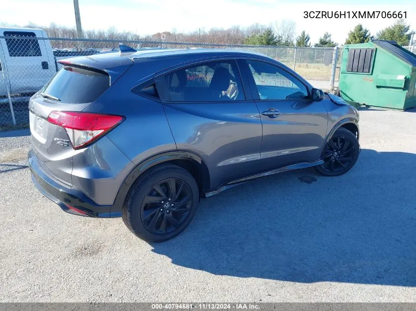 2021 Honda Hr-V Awd Sport VIN: 3CZRU6H1XMM706661 Lot: 40794681