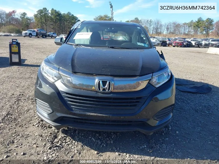 2021 Honda Hr-V Awd Lx VIN: 3CZRU6H36MM742364 Lot: 40882599