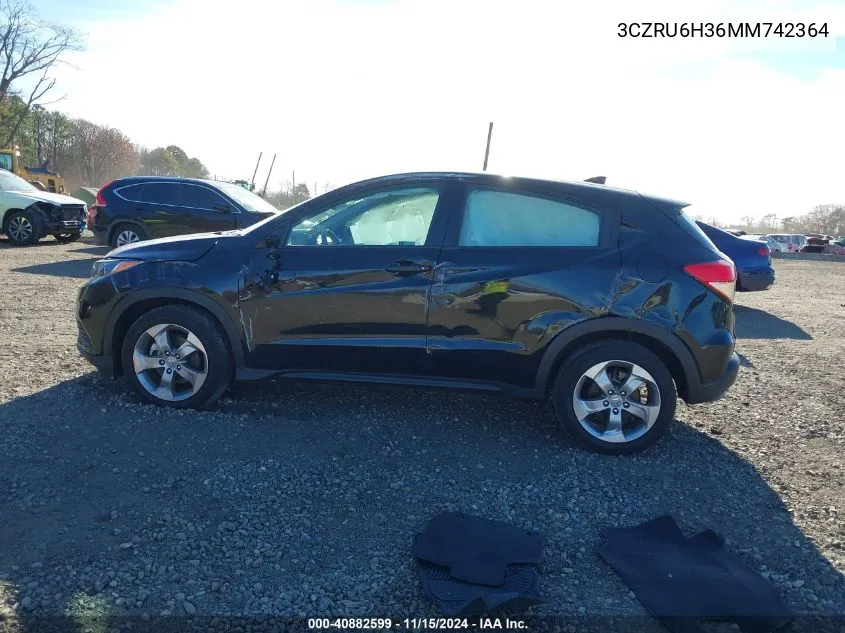 2021 Honda Hr-V Awd Lx VIN: 3CZRU6H36MM742364 Lot: 40882599