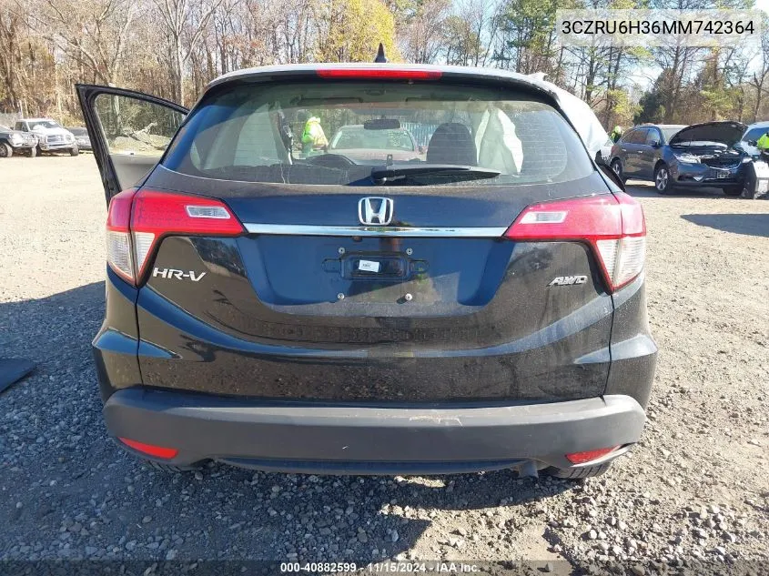 2021 Honda Hr-V Awd Lx VIN: 3CZRU6H36MM742364 Lot: 40882599