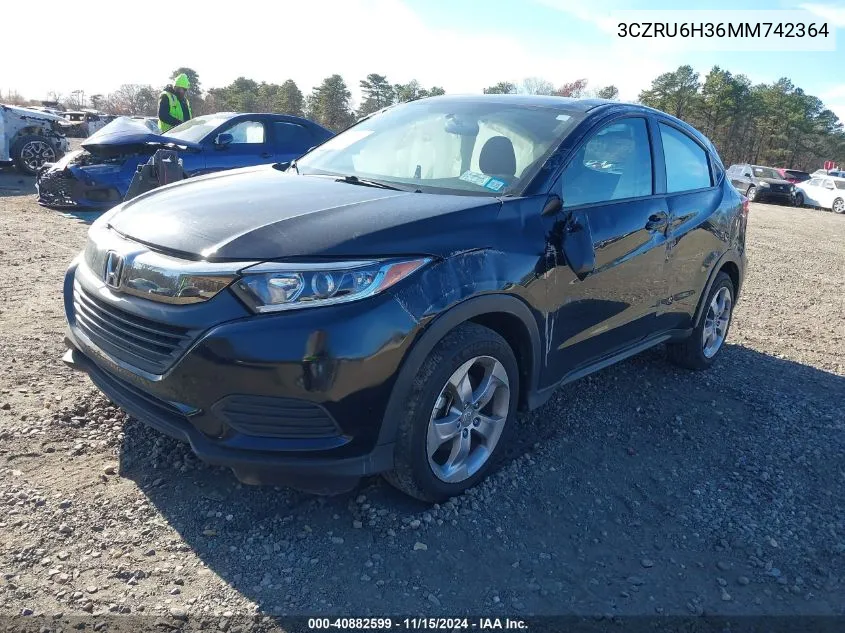 2021 Honda Hr-V Awd Lx VIN: 3CZRU6H36MM742364 Lot: 40882599