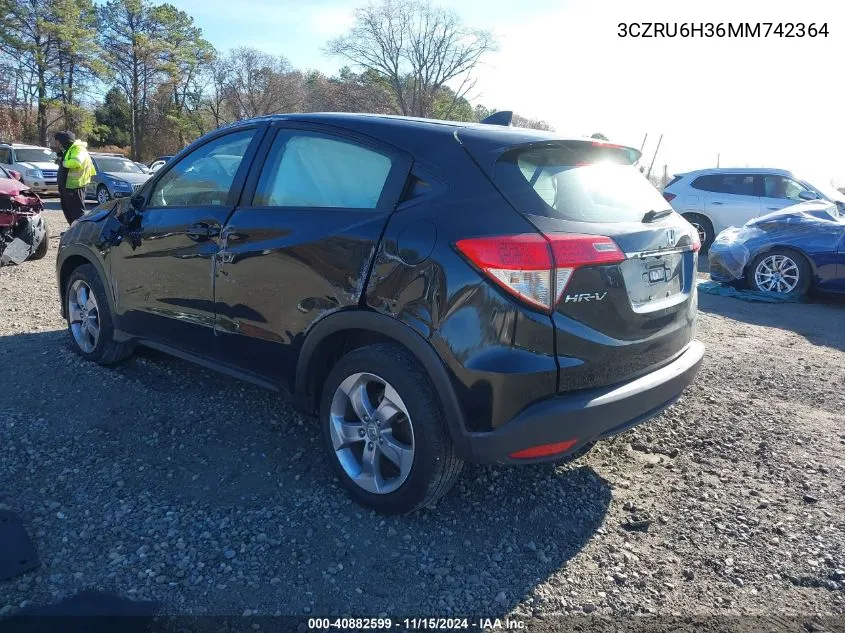 2021 Honda Hr-V Awd Lx VIN: 3CZRU6H36MM742364 Lot: 40882599