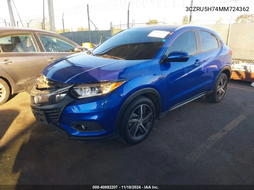 2021 Honda Hr-V 2Wd Ex-L VIN: 3CZRU5H74MM724362 Lot: 40892207