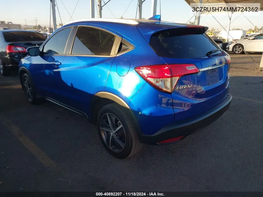 2021 Honda Hr-V 2Wd Ex-L VIN: 3CZRU5H74MM724362 Lot: 40892207