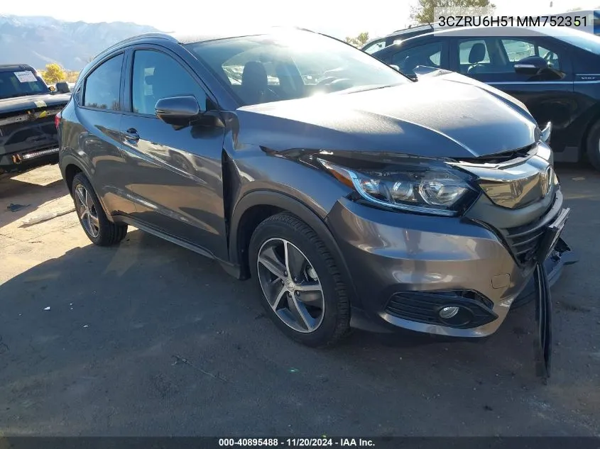 2021 Honda Hr-V Awd Ex VIN: 3CZRU6H51MM752351 Lot: 40895488