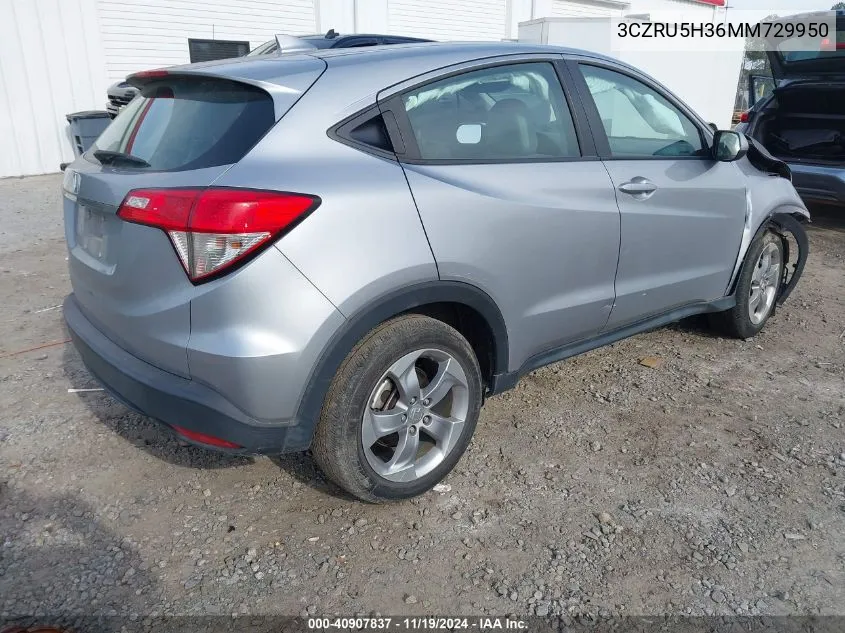 2021 Honda Hr-V 2Wd Lx VIN: 3CZRU5H36MM729950 Lot: 40907837