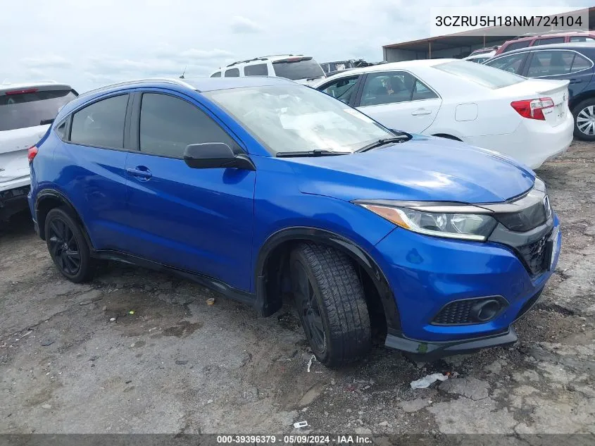 2022 Honda Hr-V 2Wd Sport VIN: 3CZRU5H18NM724104 Lot: 39396379