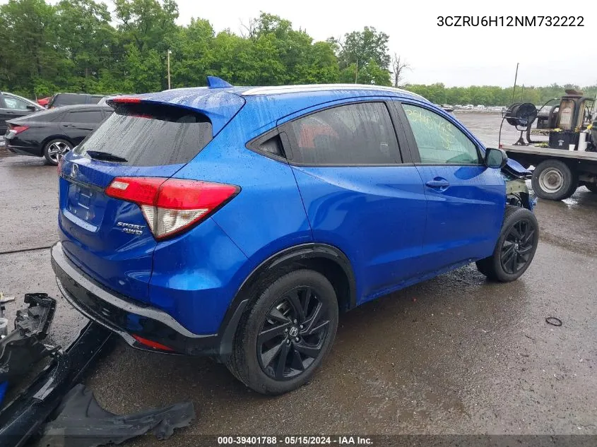 2022 Honda Hr-V Awd Sport VIN: 3CZRU6H12NM732222 Lot: 39401788