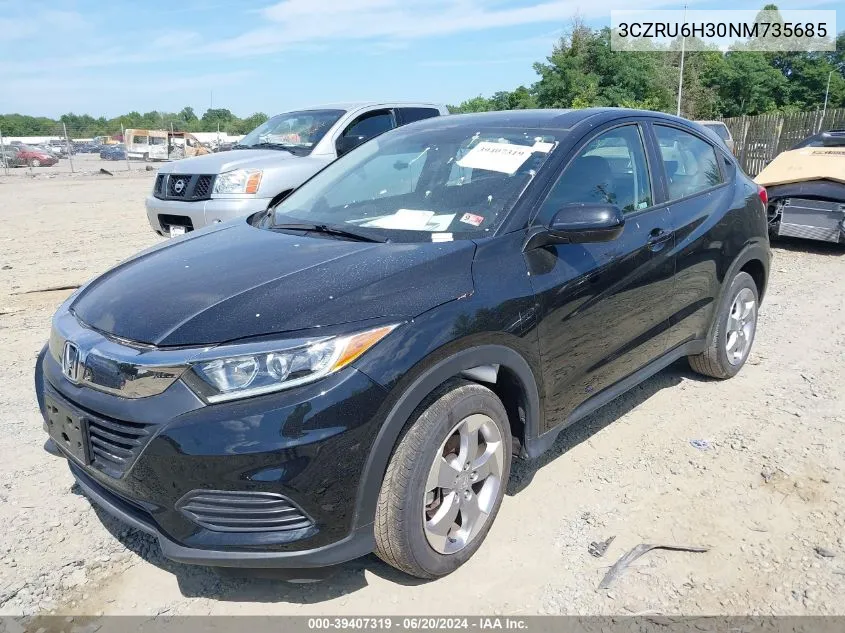 2022 Honda Hr-V Awd Lx VIN: 3CZRU6H30NM735685 Lot: 39407319