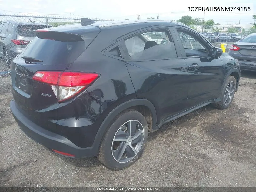 2022 Honda Hr-V Awd Ex VIN: 3CZRU6H56NM749186 Lot: 39466423