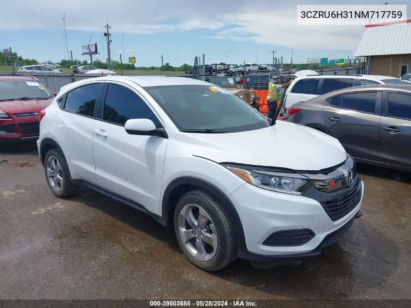 2022 Honda Hr-V Awd Lx VIN: 3CZRU6H31NM717759 Lot: 39503685