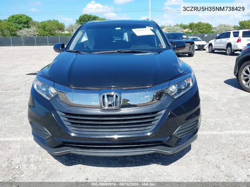 2022 Honda Hr-V 2Wd Lx VIN: 3CZRU5H35NM738429 Lot: 39680916