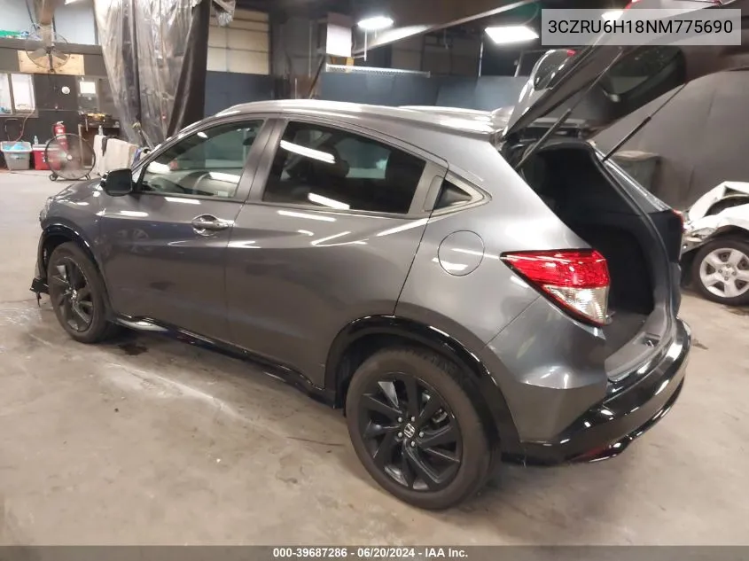 2022 Honda Hr-V Awd Sport VIN: 3CZRU6H18NM775690 Lot: 39687286